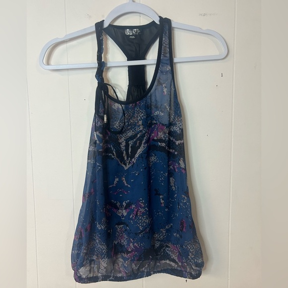 GUESS Womans Top XS Small Black Halter Sleeveless Beaded, sheer, - Picture 1 of 6